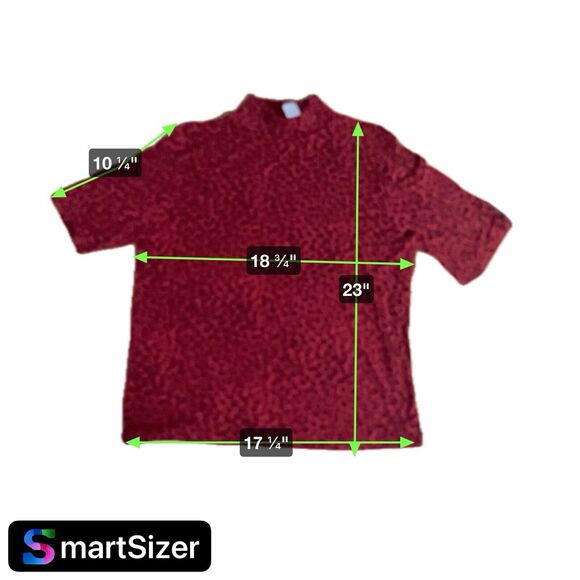 Liz Claiborne Red Animal Print Turtleneck, Cheetah Leopard Print, Stretch Fabric - Picture 3 of 8